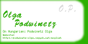 olga podwinetz business card